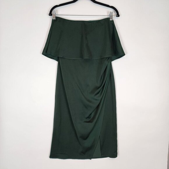 Lovers and Friends Violet Midi Dress in Emerald Faux Wrap Strapless Sexy Dress S - Picture 3 of 12